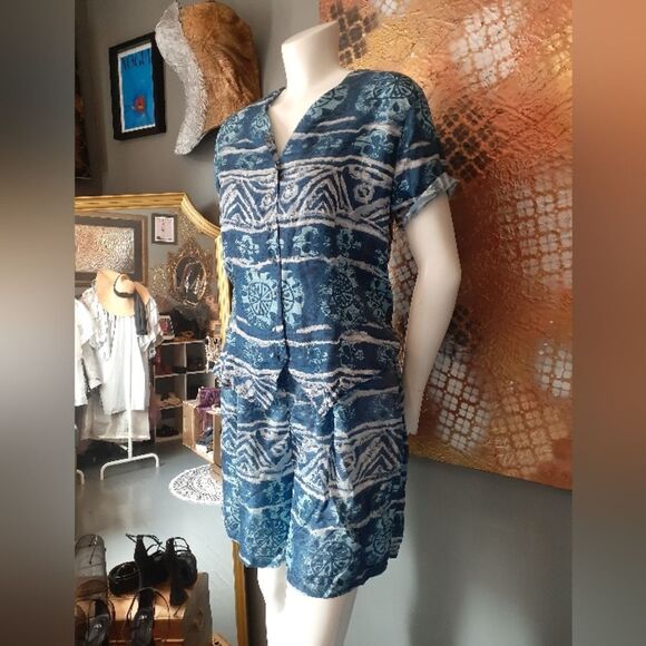 Vintage 100% Silk Blue Patterned Co-Ord Set - Picture 13 of 14
